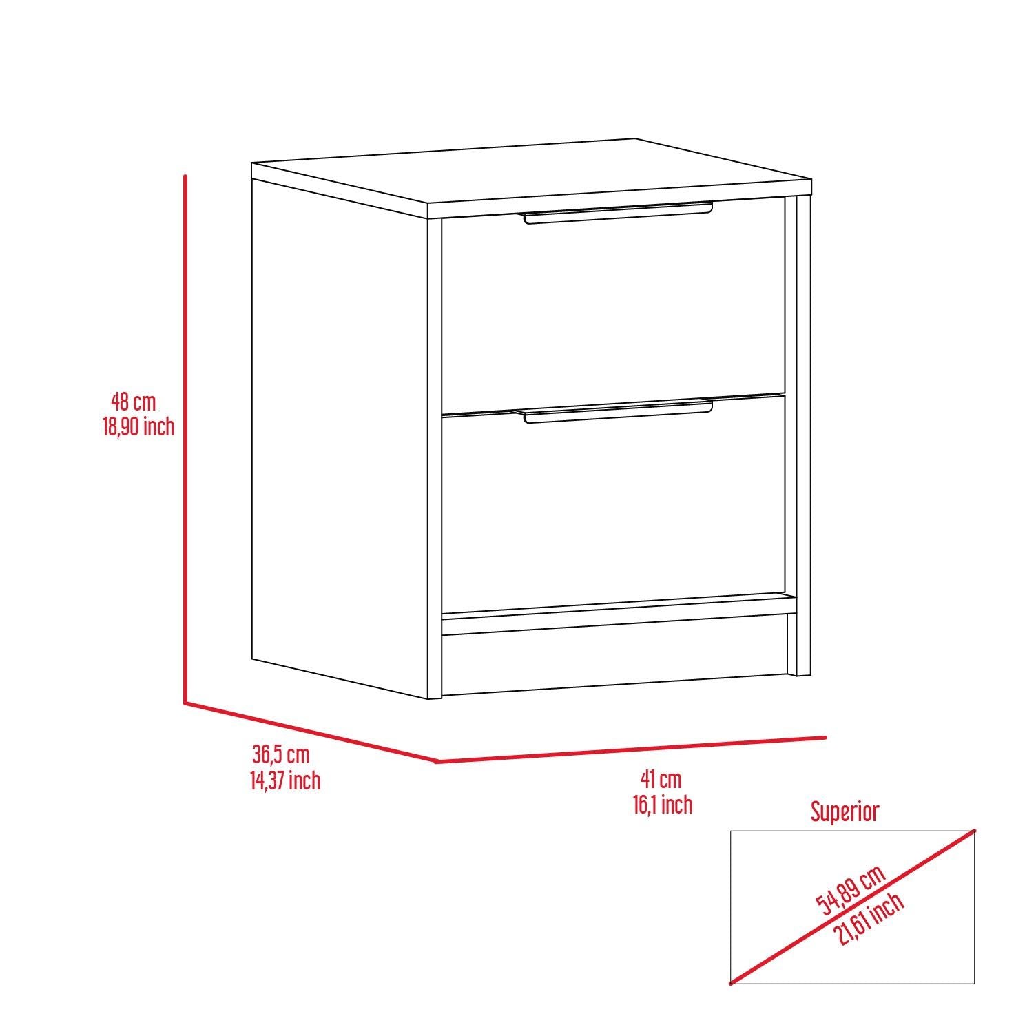 Cannon 2 Drawer Nightstand White White Particle Board