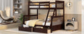 Twin Over Full Bunk Bed With Ladders And Two Storage Drawers Espresso Old Sku:Lt000165Aap Twin Espresso Solid Wood