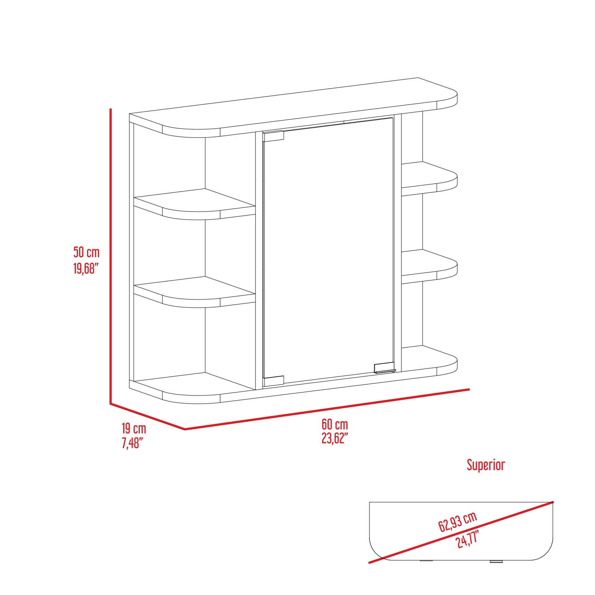 Roseburg 6 Shelf Medicine Cabinet With Mirorr White White Particle Board