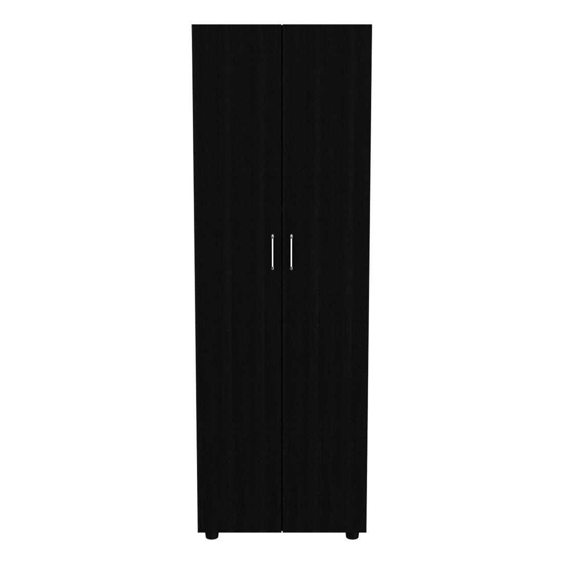 Chagrin 2 Shelf Rectangle Armoire Black Wengue Black Particle Board