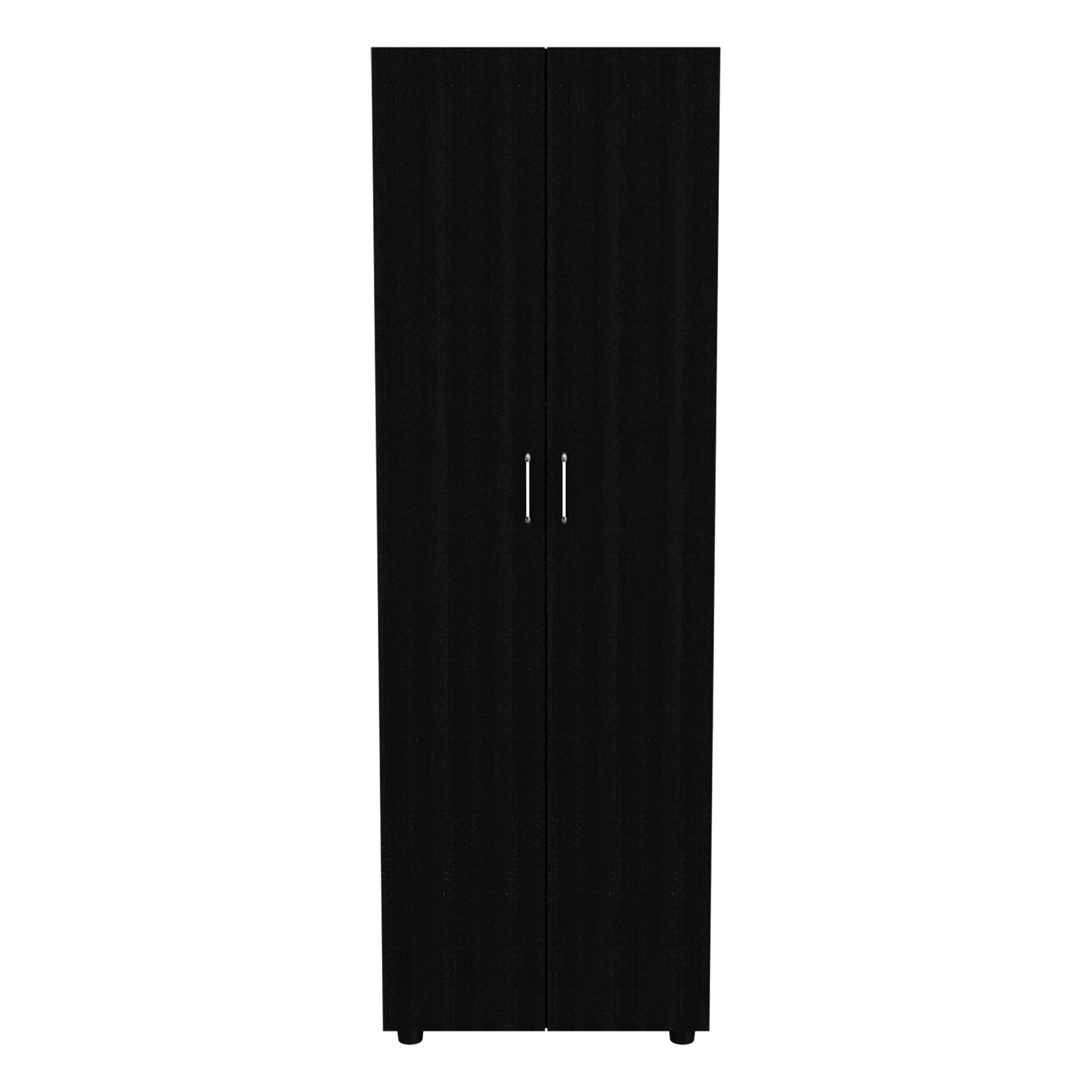 Chagrin 2 Shelf Rectangle Armoire Black Wengue Black Particle Board