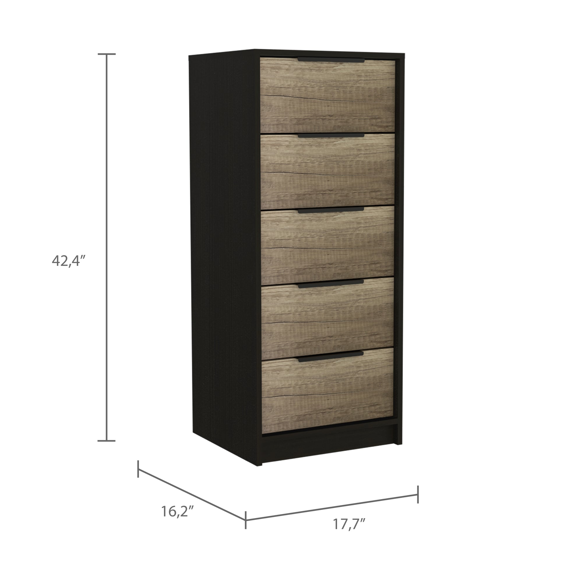 Cannon 5 Drawer Rectangle Dresser Black Wengue And Light Oak Black Particle Board