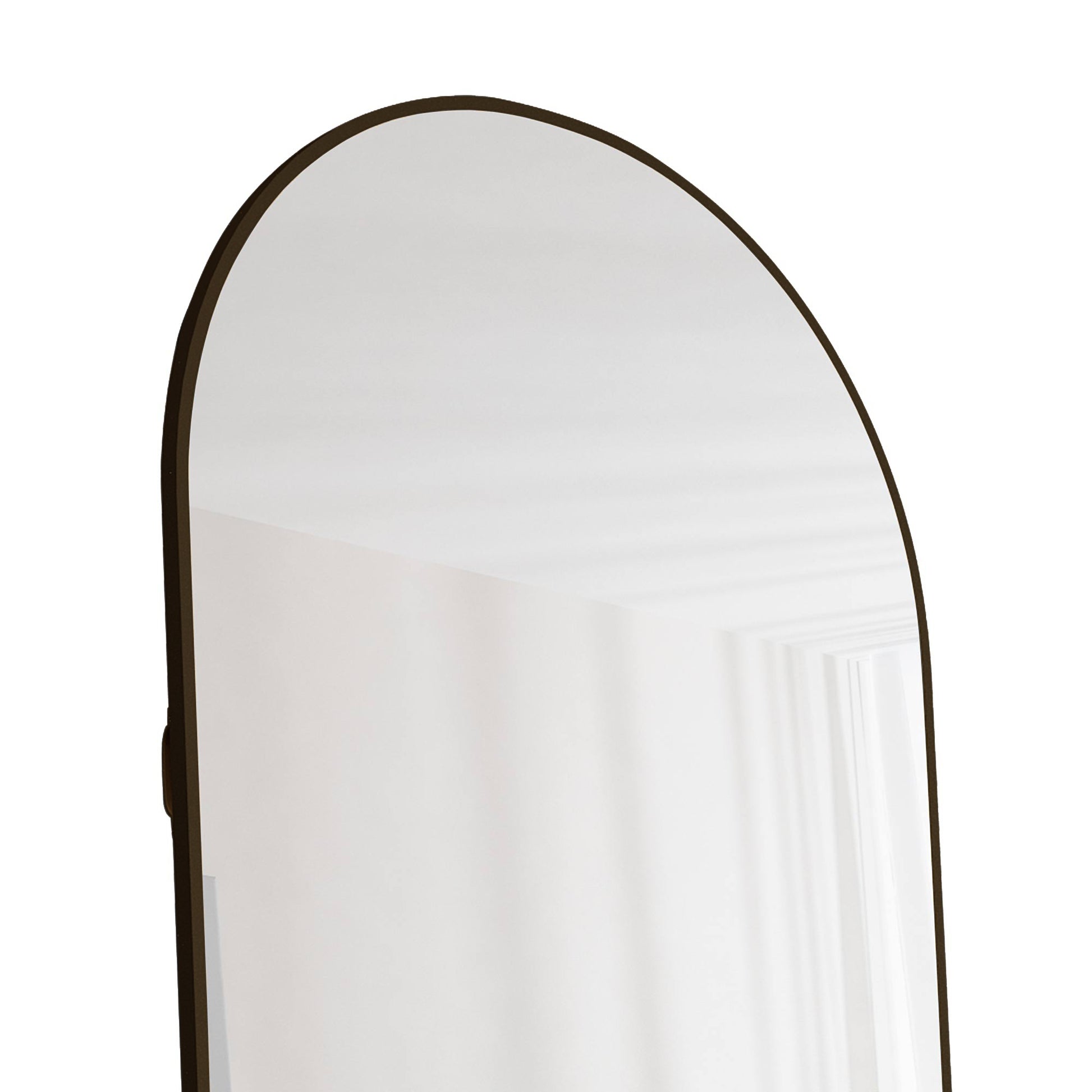 The 4St Generation Of Floor Mounted Full Length Mirrors. Aluminum Alloy Metal Frame Arched Wall Mirror, Bathroom Makeup Mirror, Bedroom Porch, Clothing Store, Wall Mounted. Black 65 "* 23"