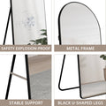 The 3St Generation Of Floor Mounted Full Length Mirrors. Aluminum Alloy Metal Frame Arched Wall Mirror, Bathroom Makeup Mirror, Bedroom Porch, Clothing Store, Wall Mounted. Black 65 