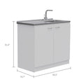 White Rectangle 2 Door Utility Sink And Cabinet White Particle Board