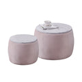 Set Of 2 End Table With Storage, Round Accent Side Table With Removable Top For Living Room, Bedroom, Top 650*450, 480*390 Pink Pink Foam Mdf