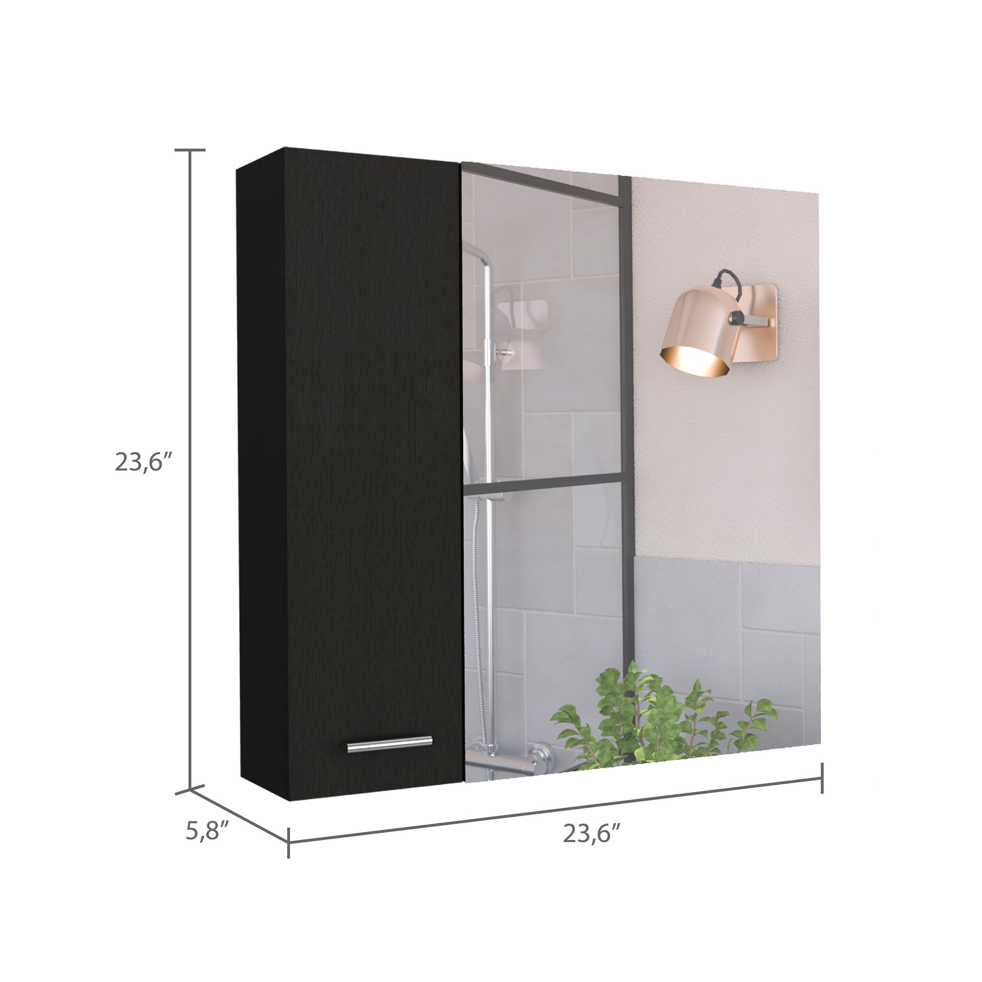 4 Shelf Bathroom Medicine Cabinet With Mirror Black Particle Board