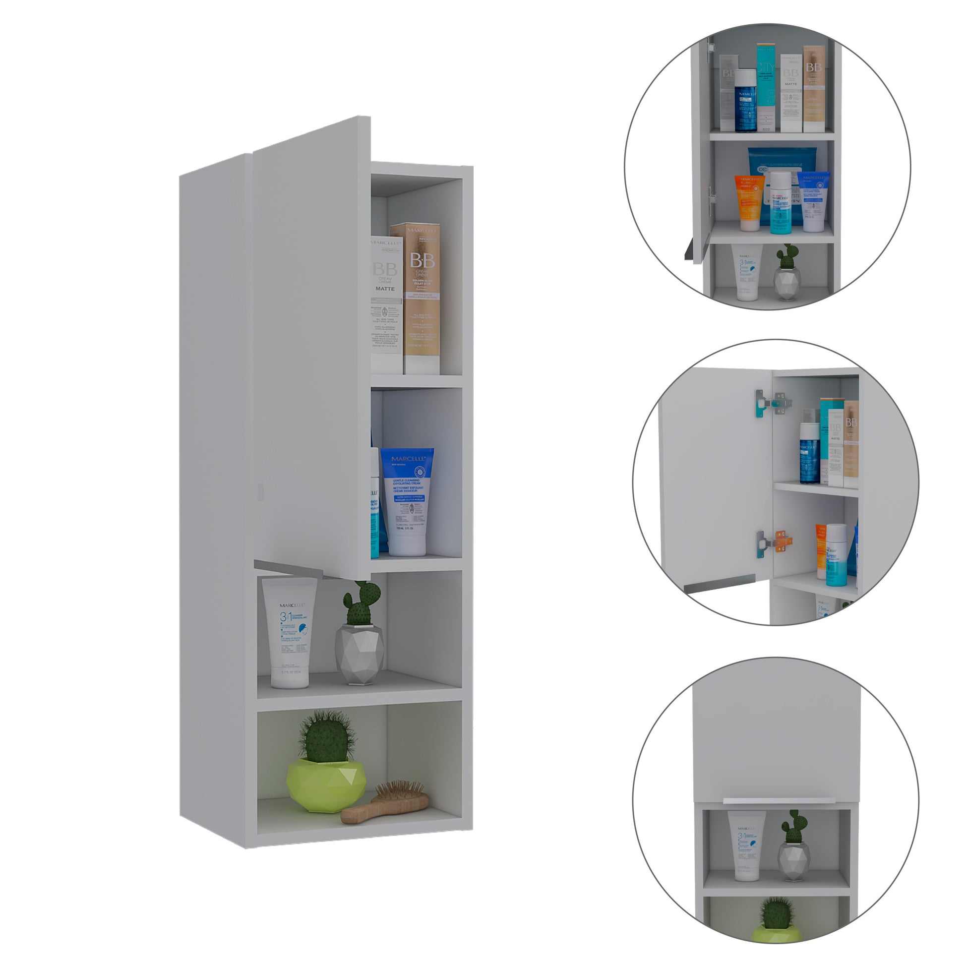 Kingston Rectangle 2 Shelf Medicine Cabinet White White Particle Board