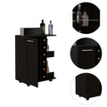 Bartlet 2 Shelf 6 Bottle Bar Cart With Division Black Wengue Black Particle Board