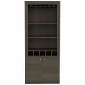 Smokey Oak 3 Shelf Rectangle 5 Bottle Bar Cabinet Brown Particle Board