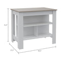 Rockaway 3 Shelf Kitchen Island White And Light Grey White Particle Board