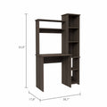 Smokey Oak 6 Shelf Writing Desk With Built In Bookcase Brown Particle Board