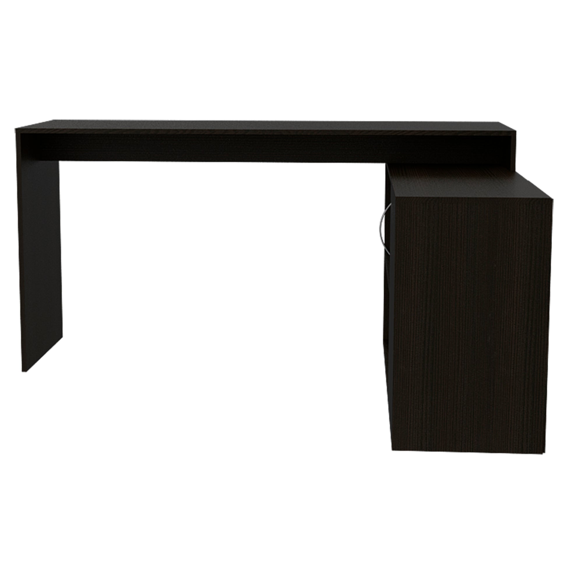 Lyncliff 1 Drawer 2 Shelf L Shaped Office Desk Black Wengue Black Particle Board