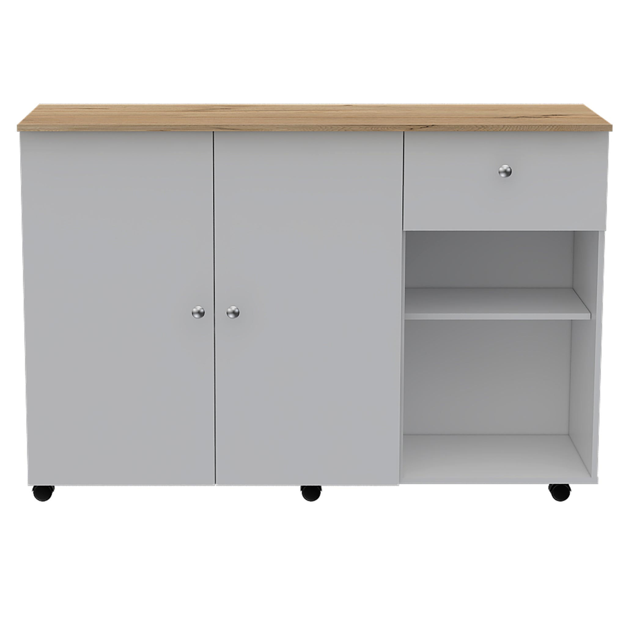 Sayville 2 Drawer 2 Shelf Kitchen Island White And Pine White Particle Board