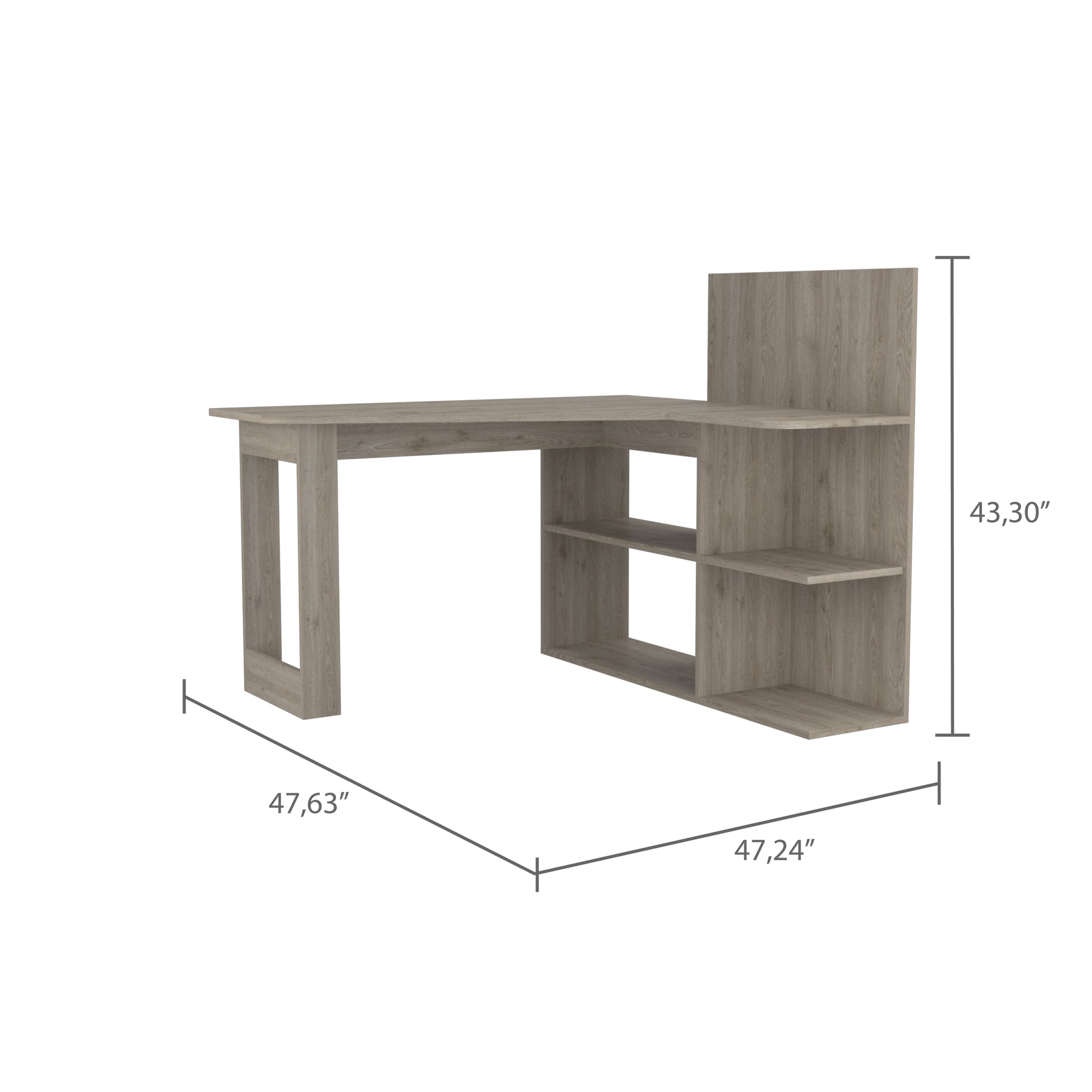 Fairfield 4 Shelf L Shaped Computer Desk Light Gray Light Gray Particle Board