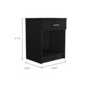 Black Wengue 1 Drawer 1 Shelf Nightstand Black Particle Board