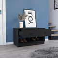 Willamette Rectangle 2 Shelf 2 Drawer Storage Bench Black Wengue Black Particle Board