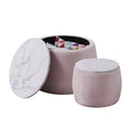 Set Of 2 End Table With Storage, Round Accent Side Table With Removable Top For Living Room, Bedroom, Top 650*450, 480*390 Pink Pink Foam Mdf