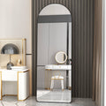 The 4St Generation Of Floor Mounted Full Length Mirrors. Aluminum Alloy Metal Frame Arched Wall Mirror, Bathroom Makeup Mirror, Bedroom Porch, Clothing Store, Wall Mounted. Black 65 