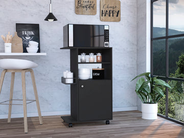 Napenthe 1 Shelf Kitchen Cart With Caster Black Wengue Black Particle Board