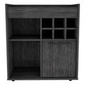 Smokey Oak 6 Bottle 2 Shelf Bar Cabinet Gray Particle Board