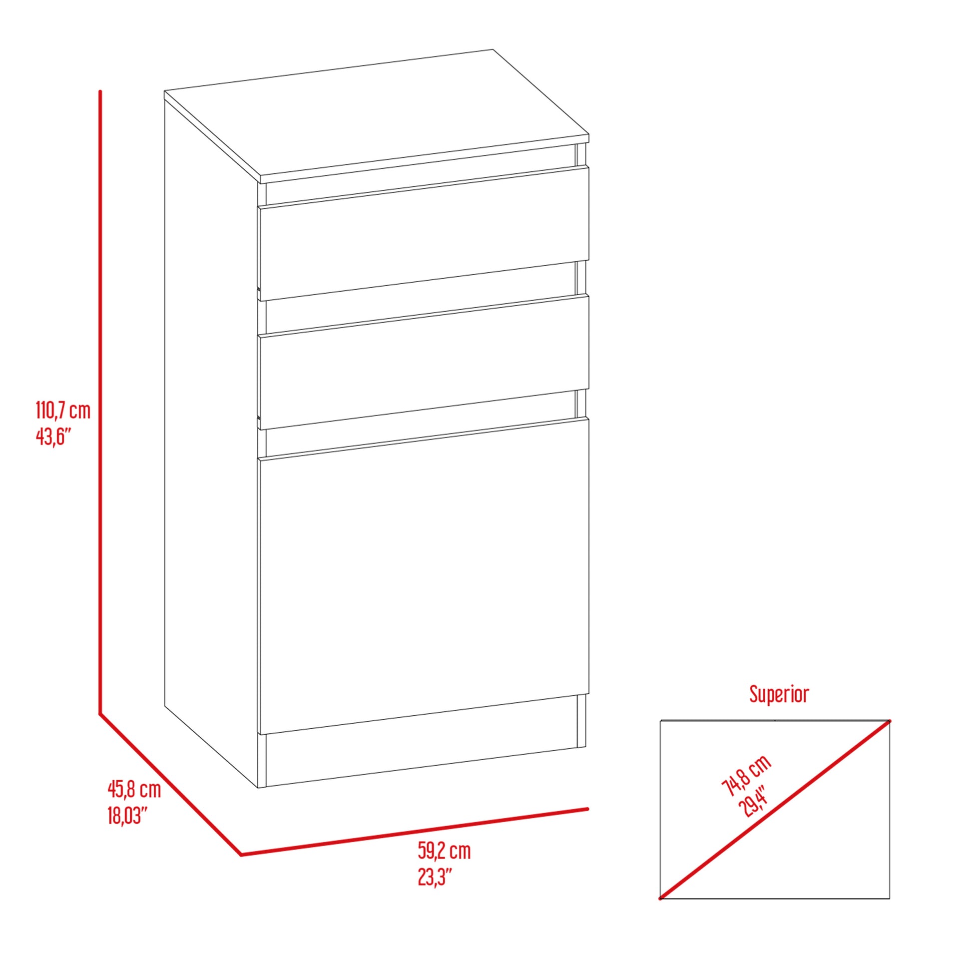 Cassel 2 Drawer Dresser White White Particle Board