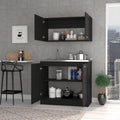 Cambridge 2 Piece Rectangle Cabinet Set Black Wengue Black Particle Board