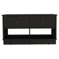 Willamette Rectangle 2 Shelf 2 Drawer Storage Bench Black Wengue Black Particle Board