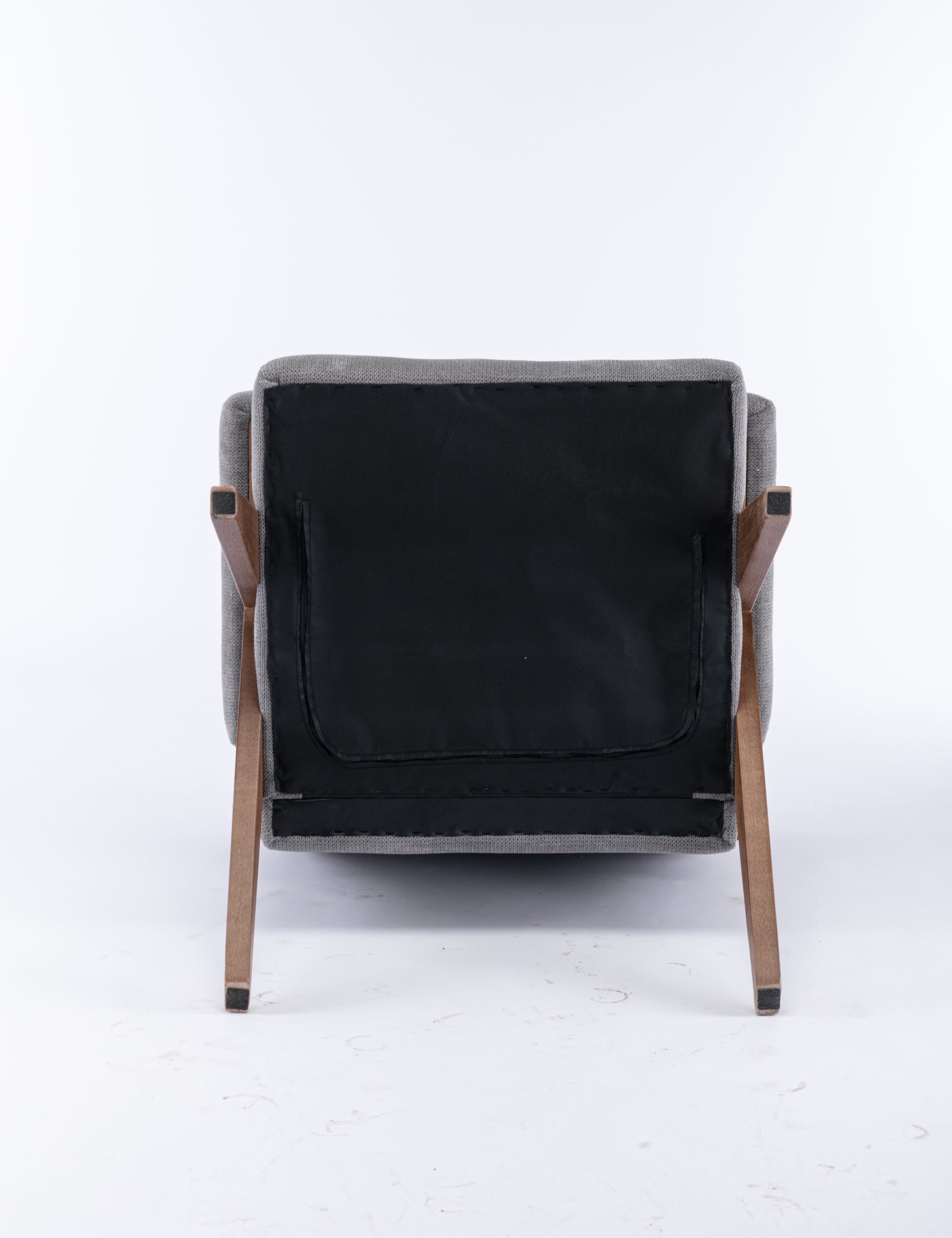 Accent Chair, Kd Rubber Wood Legs With Walnut Finish. Fabric Cover The Seat. With A Cushion.Grey Gray Foam Solid Wood