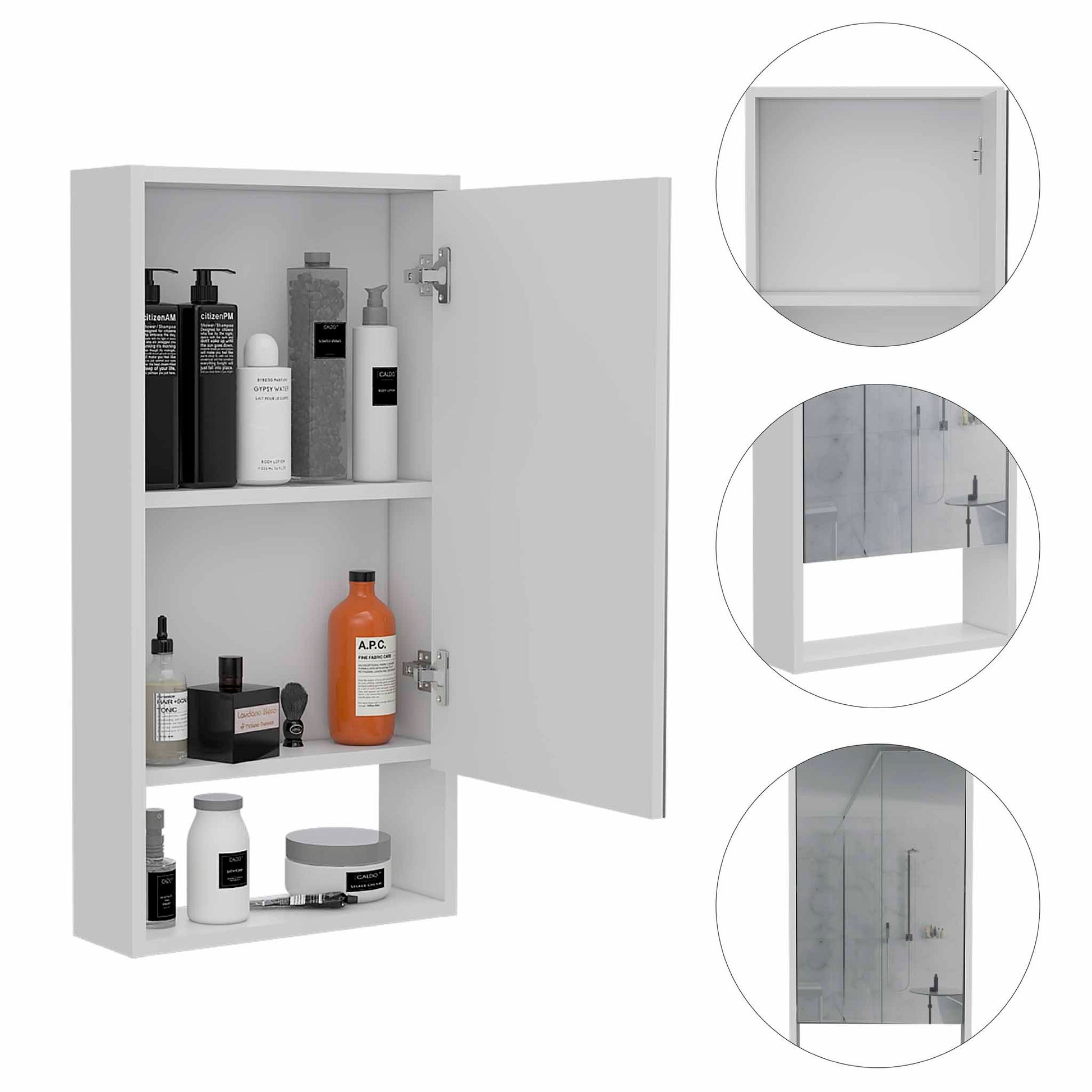 Burlington Rectangle Medicine Cabinet With Mirror White White Particle Board