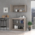 Light Gray 2 Piece Rectangle Cabinet Set Freestanding Light Gray Primary Living Space Wall Mounted Particle Board