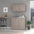 Light Gray 2 Piece Rectangle Cabinet Set Freestanding Light Gray Primary Living Space Wall Mounted Particle Board