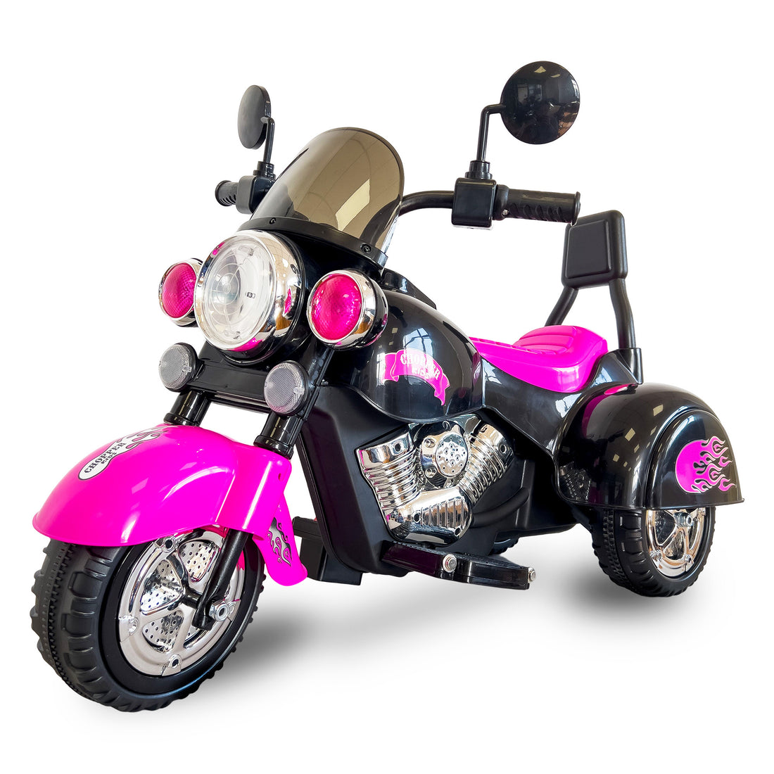 Kids Ride On Motorcycle Toy, 3 Wheel Chopper Motorbike With Led Colorful Headlights Horn, Pink 6V Battery Powered Riding On Electric Harley Motorcycle For Boys Girls Pink Polypropylene