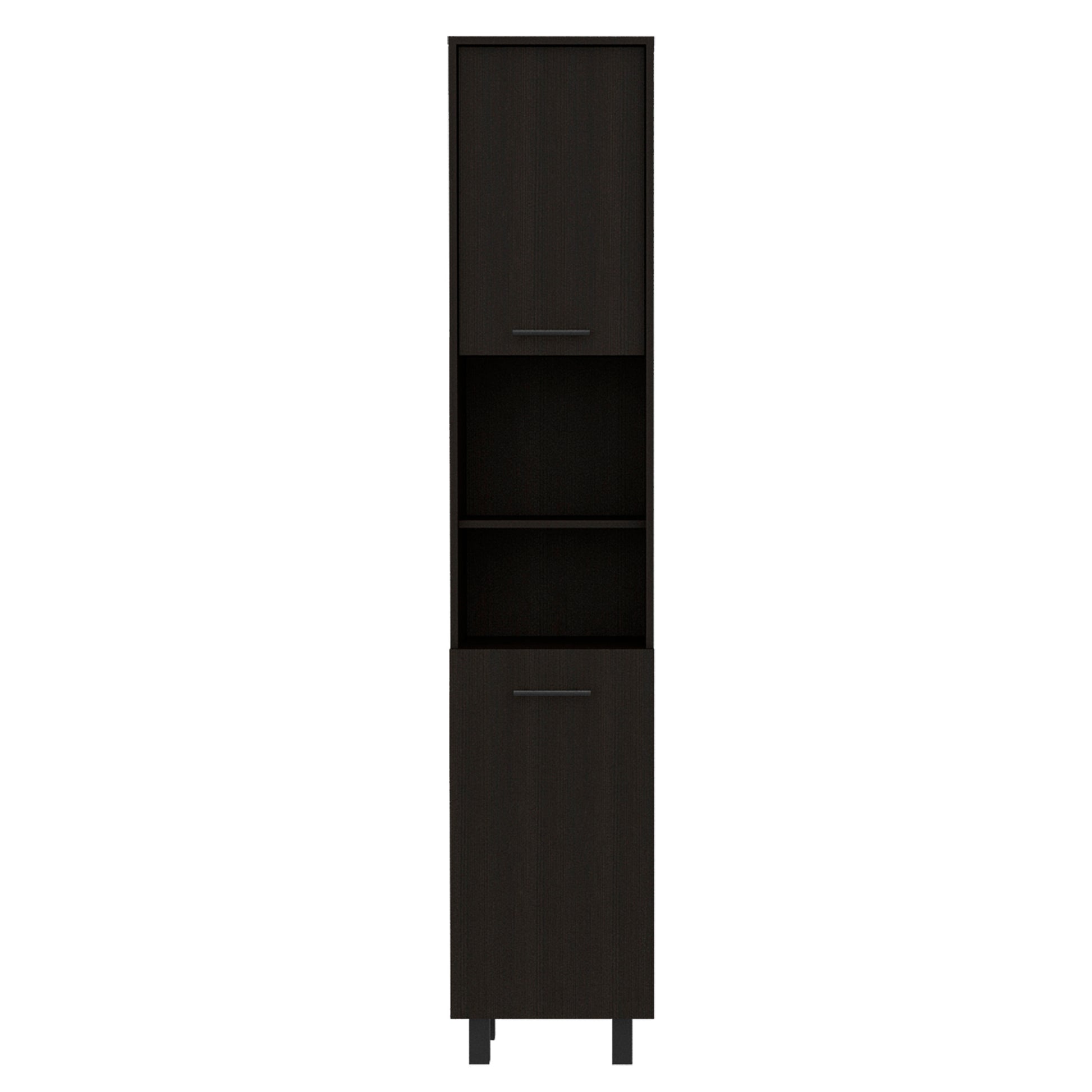 Thorndike 2 Shelf Rectangle Pantry Cabinet Black Wengue Black Particle Board