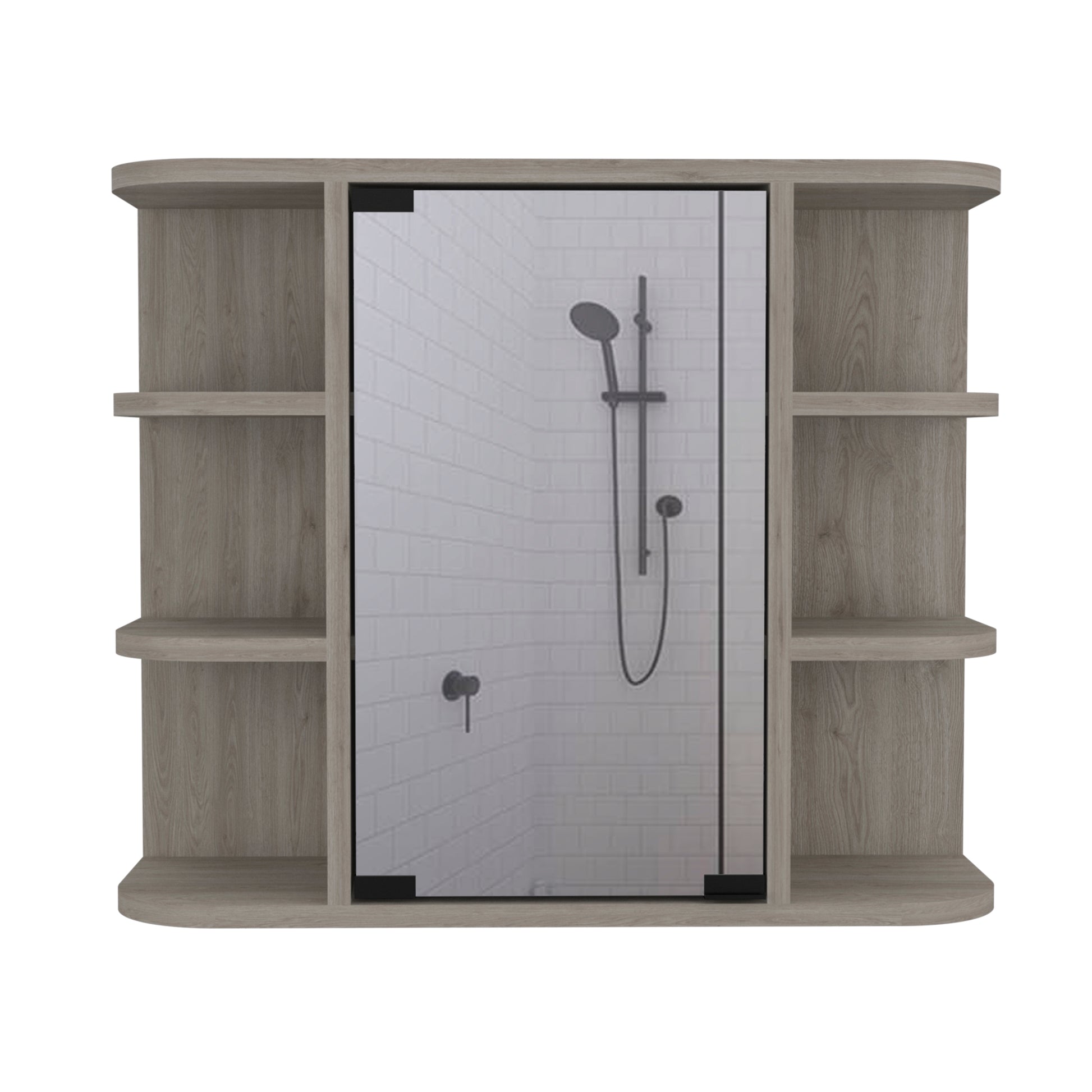 Roseburg 6 Shelf Medicine Cabinet With Mirorr Light Grey Light Gray Particle Board