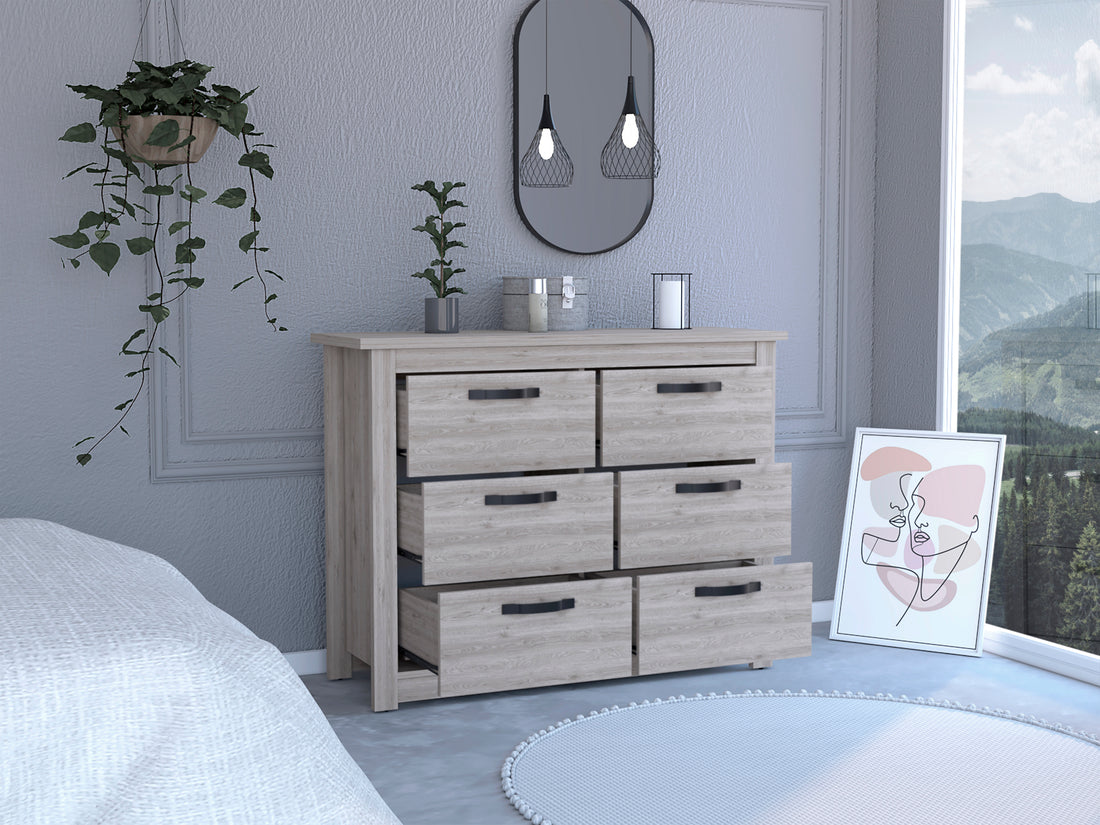Bellingham 6 Drawer Dresser Light Gray Light Gray Particle Board