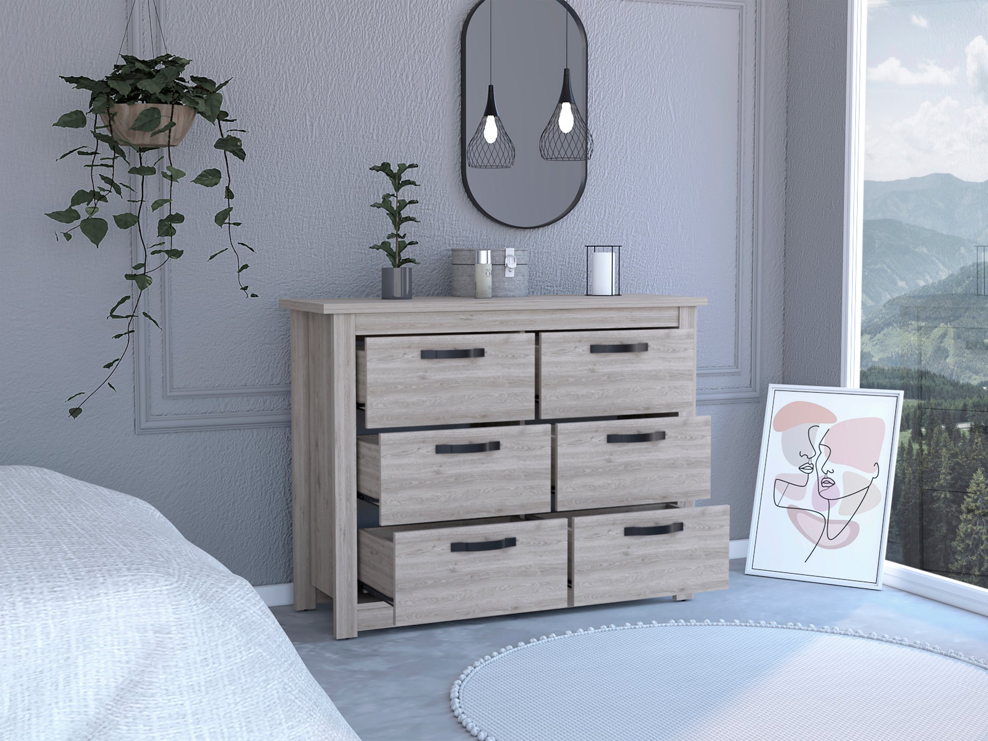 Bellingham 6 Drawer Dresser Light Gray Light Gray Particle Board