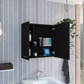 4 Shelf Bathroom Medicine Cabinet With Mirror Black Particle Board