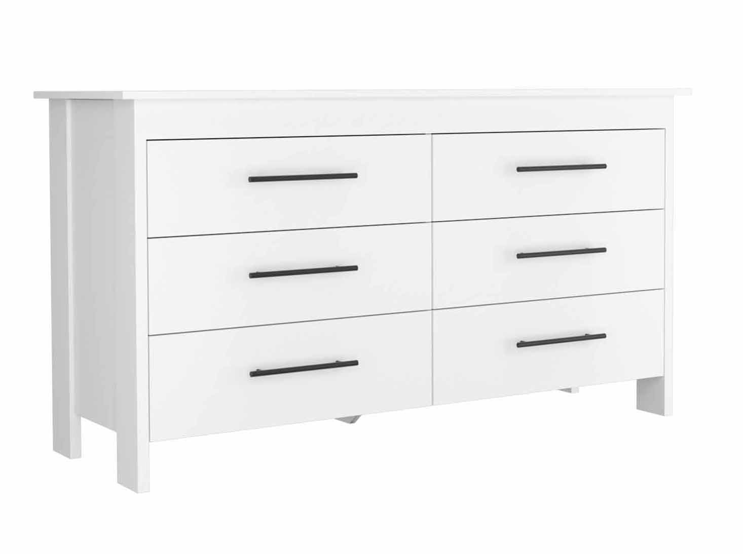 Southington 6 Drawer Rectangle Dresser White White Particle Board