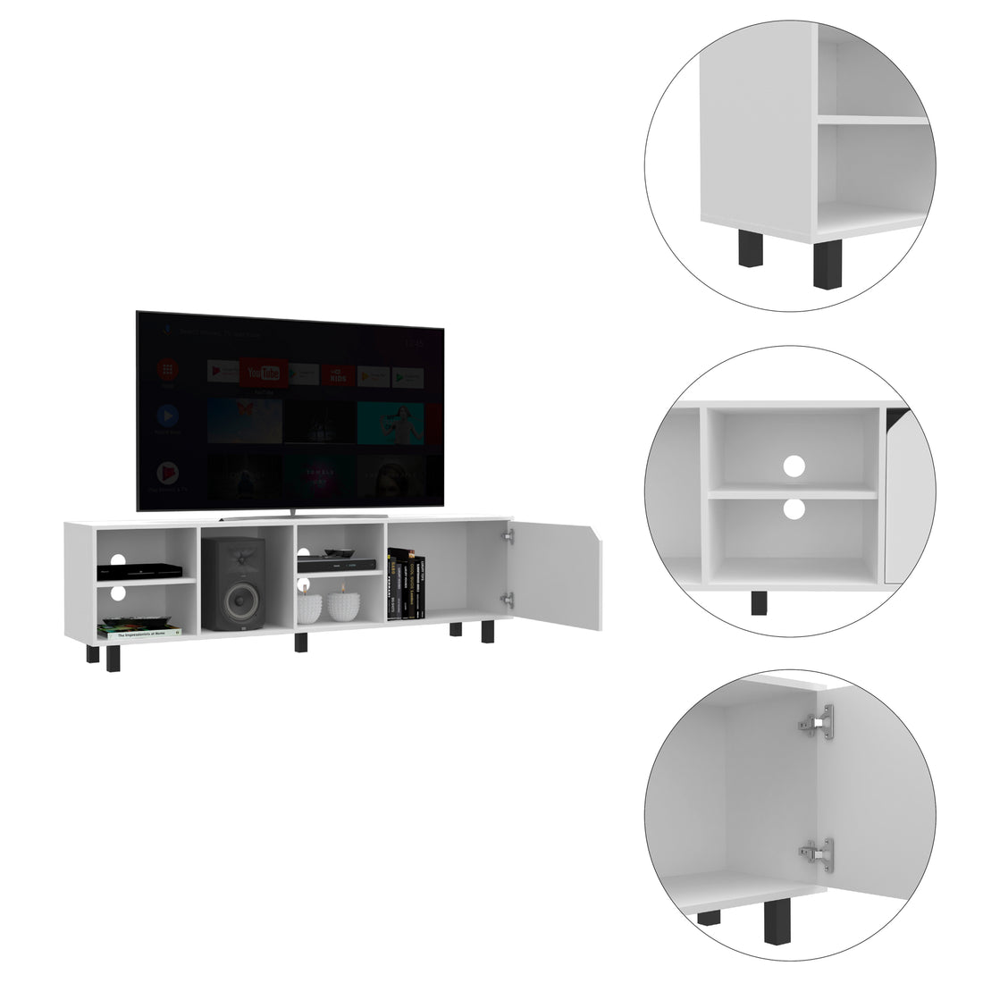 Harwich 5 Shelf Tv Stand White White 70 79 Inches Particle Board