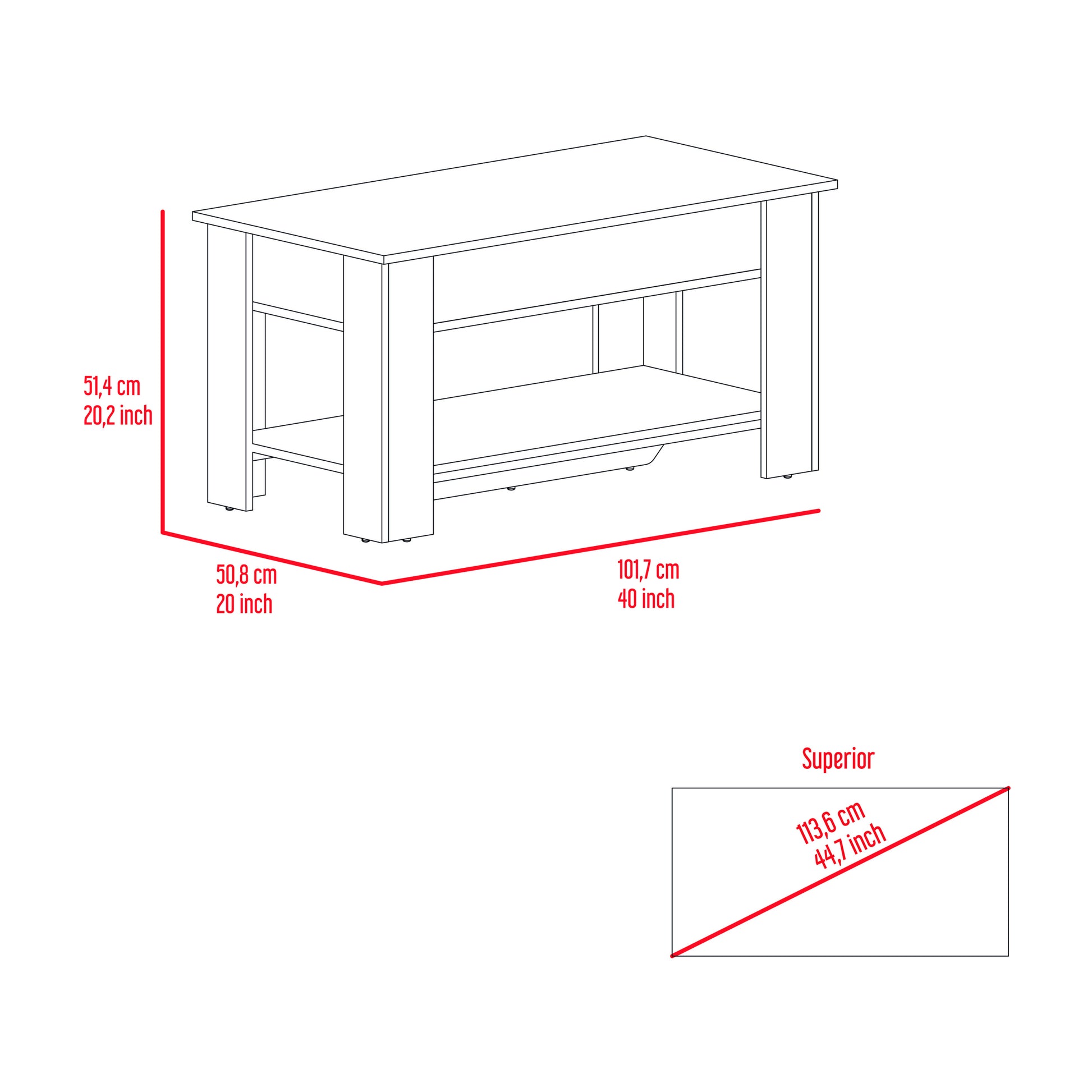 Karmen 1 Shelf Lid Top Storage Table Light Oak And White White Particle Board