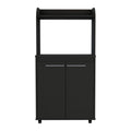 Black Wengue 1 Shelf 2 Door Kitchen Pantry Black Particle Board