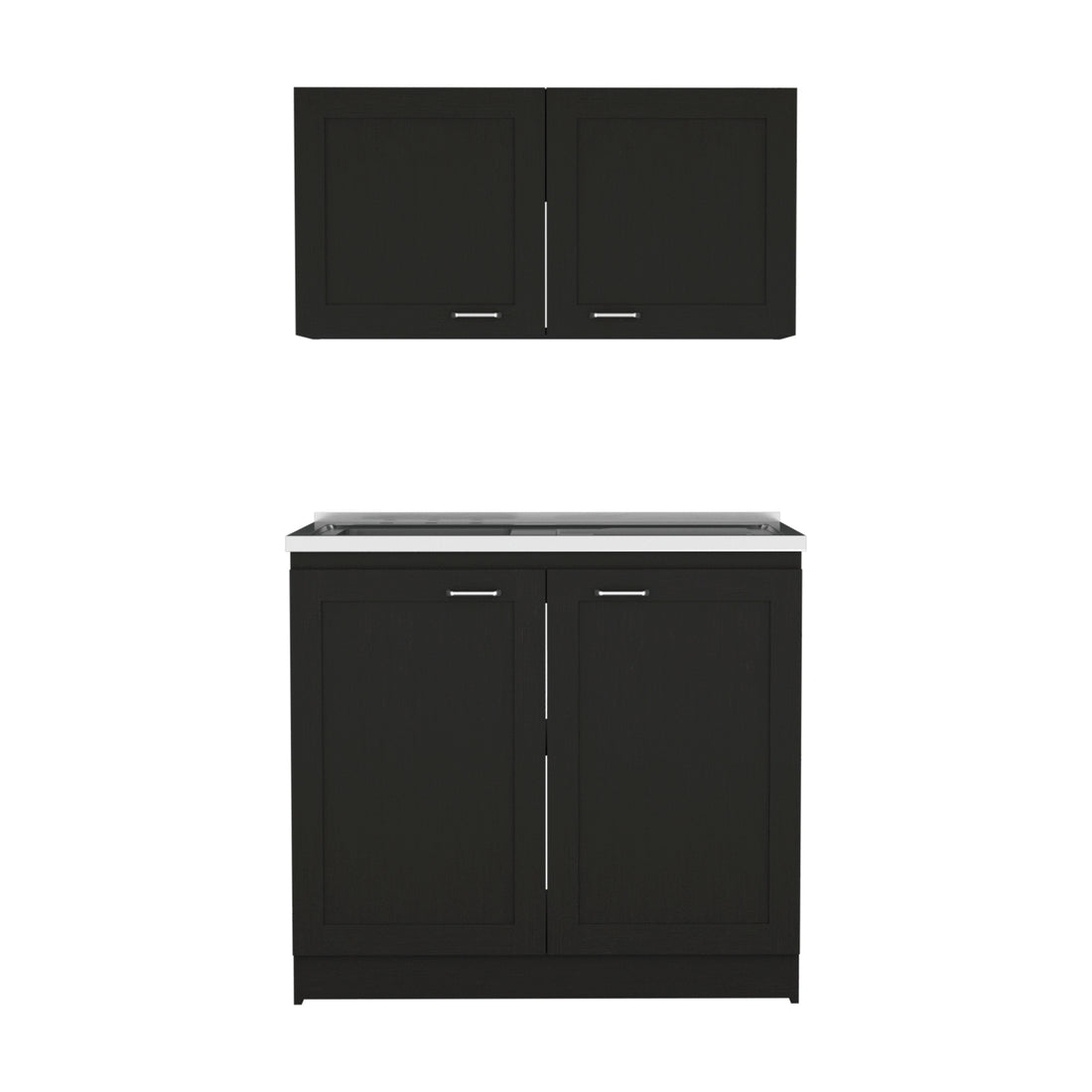 Cambridge 2 Piece Rectangle Cabinet Set Black Wengue Black Particle Board