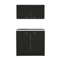 Cambridge 2 Piece Rectangle Cabinet Set Black Wengue Black Particle Board