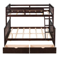 Twin Over Full Bunk Bed With Ladders And Two Storage Drawers Espresso Old Sku:Lt000165Aap Twin Espresso Solid Wood