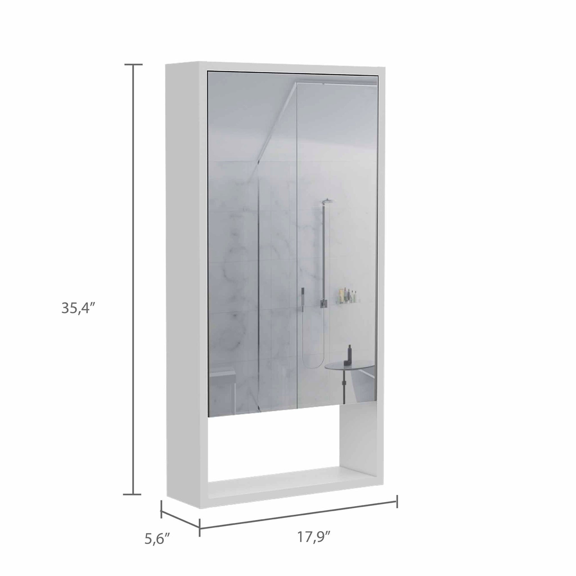 Burlington Rectangle Medicine Cabinet With Mirror White White Particle Board