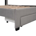 Queen Size Storage Bed Velvet Upholstered Platform Bed With A Big Drawer Gray Gray Velvet