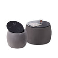 Set Of 2 End Table With Storage, Round Accent Side Table With Removable Top For Living Room, Bedroom, Top 650*450, 480*390 Grey Foam Mdf
