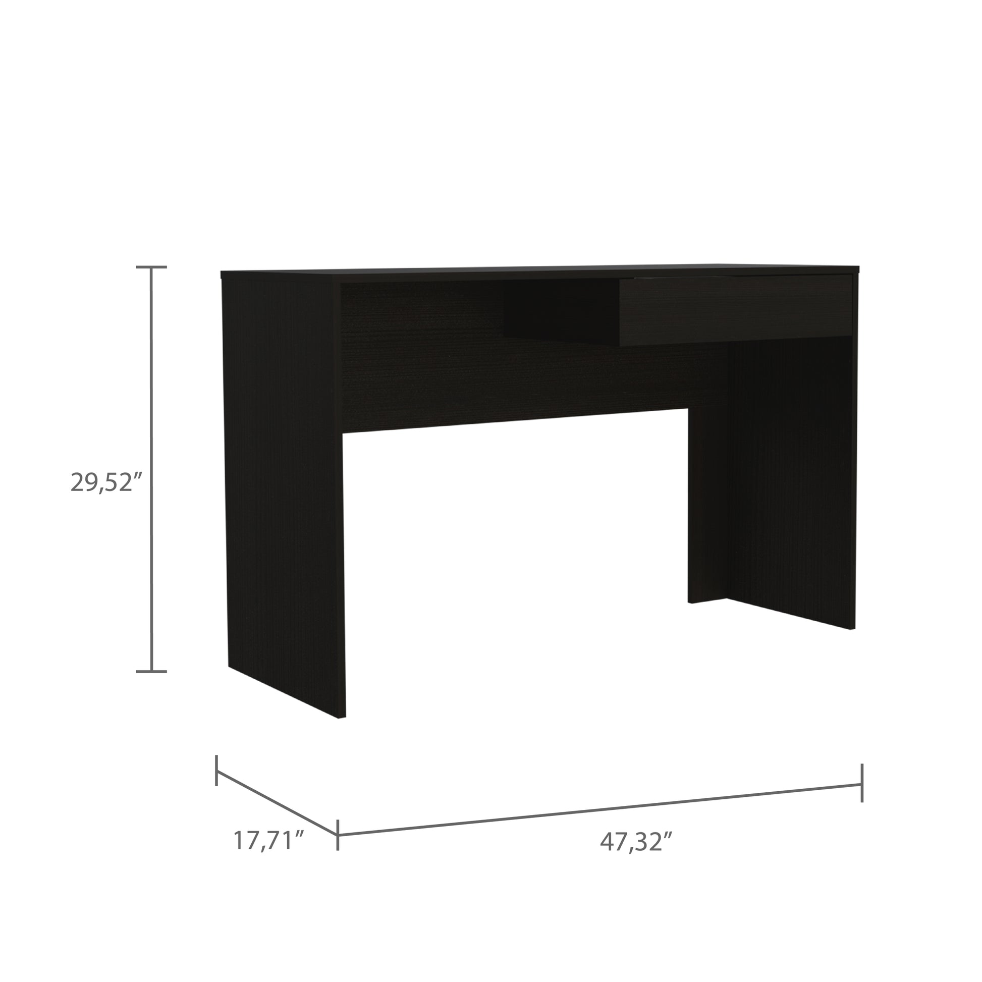 Black Wengue 1 Drawer Computer Desk Black Particle Board