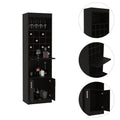 Black Wengue 16 Bottle 1 Shelf Bar Cabinet Black Particle Board
